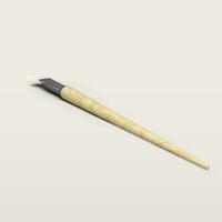 White brush for painting with wooden handler isolated on grey background. photo