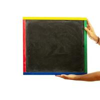 Male hands holding blackboard chalkboard photo