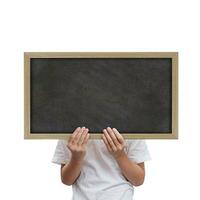 Male hands holding blackboard chalkboard photo