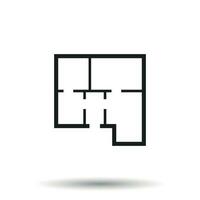 House plan simple flat icon. Vector illustration on white background.