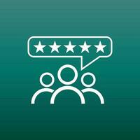 Customer reviews, rating, user feedback concept vector icon. Flat illustration on green background.