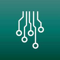 Circuit board icon. Technology scheme symbol flat vector illustration on green background.