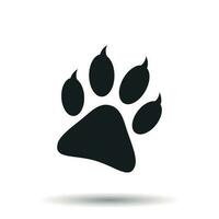 Paw print icon vector illustration isolated on white background. Dog, cat, bear paw symbol flat pictogram.