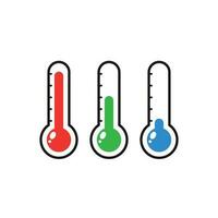 Thermometers icon with different levels. Flat vector illustration isolated on white background.