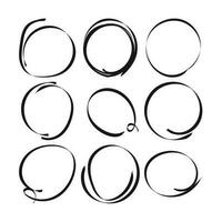 Set of the hand drawn scribble circles. Vector element. Illustration on white background.