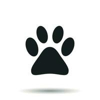 Paw print icon vector illustration isolated on white background. Dog, cat, bear paw symbol flat pictogram.