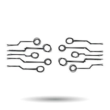 Hand drawn circuit board icon. Doodle scetch technology scheme symbol flat vector on white background.