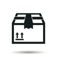 Closed box icon. Shipping pack flat vector illustration on white background.