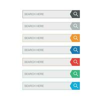 Search bar field. Set vector interface elements with search button. Flat vector illustration on white background.