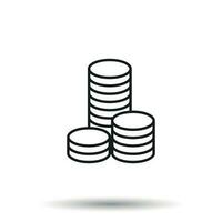 Coins stack vector illustration. Money stacked coins icon in flat style.