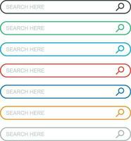 Search bar field. Set vector interface elements with search button. Flat vector illustration on white background.