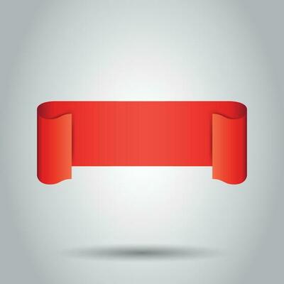 Empty ribbon vector icon. Blank sticker label on gray background.