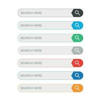 Search bar field. Set vector interface elements with search button. Flat vector illustration on white background.