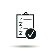 Checklist vector icon. Survey vector illustration in flat design on white background.