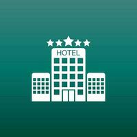 Hotel icon on green background. Simple flat pictogram for business, marketing, internet concept. Trendy modern vector symbol for web site design or mobile app.