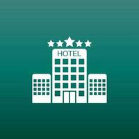 Hotel icon on green background. Simple flat pictogram for business, marketing, internet concept. Trendy modern vector symbol for web site design or mobile app.