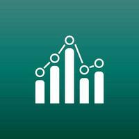 Business graph icon. Chart flat vector illustration on green background.