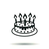 Cake with candle icon. Simple flat pictogram for business, marketing, internet concept on white background. Trendy modern vector symbol for web site design or mobile app