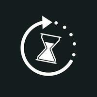 hora icono. plano vector ilustración con reloj de arena en negro antecedentes.