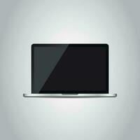 Laptop with white screen flat icon. Computer vector illustration on grey background.