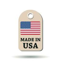 Hang tag made in USA with flag. Vector illustration on white background.