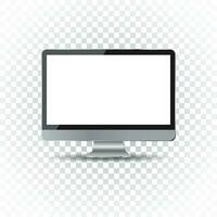 Desktop computer flat icon. Realistic vector illustration