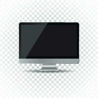Desktop computer flat icon. Realistic vector illustration