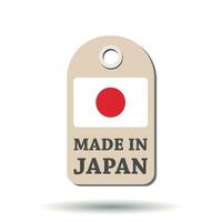 Hang tag made in Japan with flag. Vector illustration on white background.