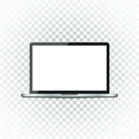 Laptop with white screen flat icon. Computer vector illustration on isolated background.