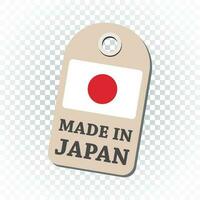 Hang tag made in Japan with flag. Vector illustration on isolated background.