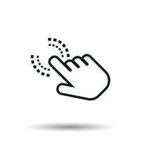 Click here icon. Hand cursor signs. Black button flat vector illustration.