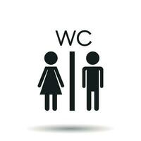 Vector toilet, restroom icon on white background. Modern man and woman flat pictogram. Simple flat symbol for web site design.