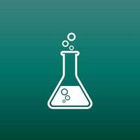 Chemical test tube pictogram icon. Chemical lab equipment isolated on green background. Experiment flasks for science experiment. Trendy modern vector symbol. Simple flat illustration