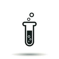 Chemical test tube pictogram icon. Chemical lab equipment isolated on white background. Experiment flasks for science experiment. Trendy modern vector symbol. Simple flat illustration