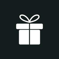 Gift box icon. Flat vector illustration on black background.