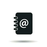 Address book icon. Email note flat vector illustration on white background.