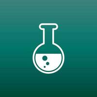 Chemical test tube pictogram icon. Chemical lab equipment isolated on green background. Experiment flasks for science experiment. Trendy modern vector symbol. Simple flat illustration