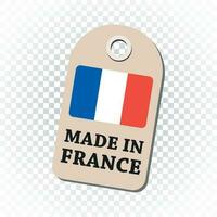 Hang tag made in France with flag. Vector illustration on isolated background.