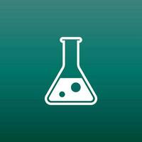 Chemical test tube pictogram icon. Chemical lab equipment isolated on green background. Experiment flasks for science experiment. Trendy modern vector symbol. Simple flat illustration