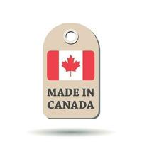 Hang tag made in Canada with flag. Vector illustration on white background.