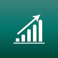 Business graph icon. Chart flat vector illustration on green background.