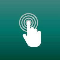 Click here icon. Hand cursor signs. White button flat vector illustration.