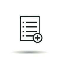 Add list document icon vector flat illustration. Isolated documents symbol. Paper page graphic design pictogram