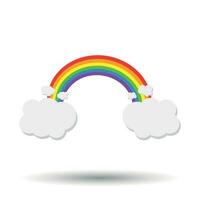 Color rainbow with clouds. Vector illustration on white background