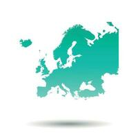 Europe map. Colorful turquoise vector illustration on white isolated background.