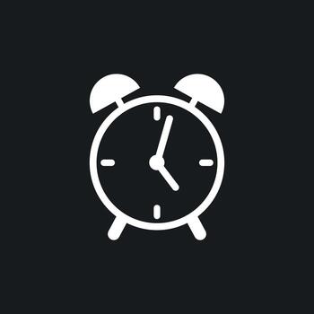 alarma reloj icono. plano diseño estilo. sencillo icono en negro antecedentes. web sitio página y móvil aplicación diseño elemento vector
