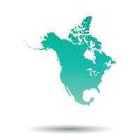 North America map. Colorful turquoise vector illustration on white isolated background.