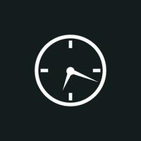 Clock icon, flat design. Vector illustration on black background