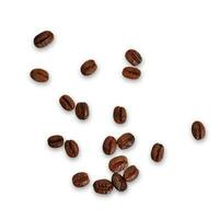 Top up a view spreads black coffee bean on white background. photo