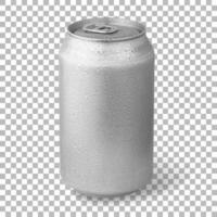 Fresh cold beer on silver can isolated photo